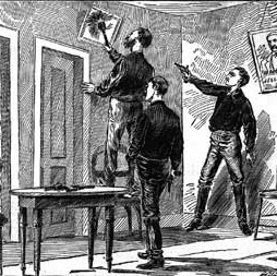 Jesse James shot by Bob Ford